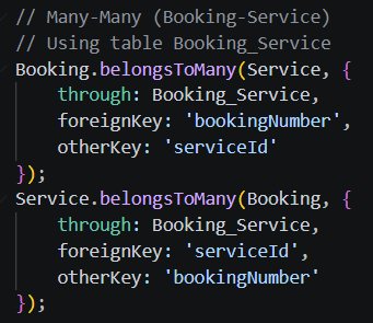 Many-to-many relation code